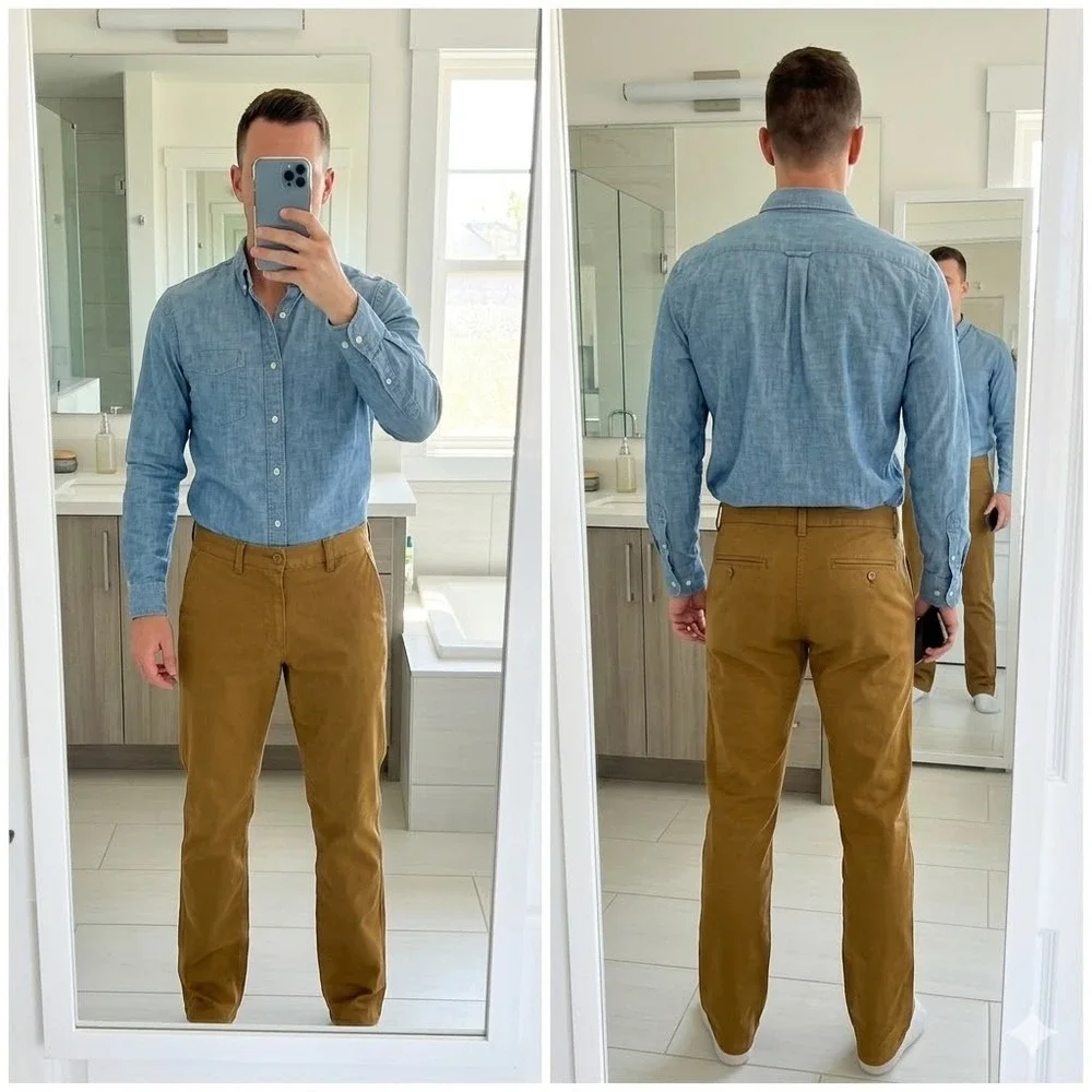 Old Navy Ultimate Straight Chino Pants‎ Mens 34x36 Brown Cotton Stretch Trousers
